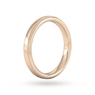 Goldsmiths 2mm Flat Court Heavy Milgrain Edge Wedding Ring In 18 Carat Rose Gold