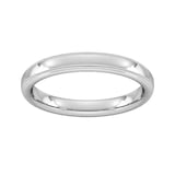Goldsmiths 3mm Flat Court Heavy Milgrain Edge Wedding Ring In Platinum - Ring Size K