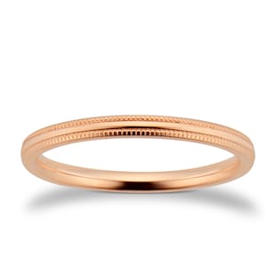 Goldsmiths 2mm Traditional Court Heavy Milgrain Edge Wedding Ring In 9 Carat Rose Gold