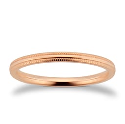 08304359 - 2mm Traditional Court Heavy Milgrain Edge Wedding Ring In 9 Carat Rose Gold