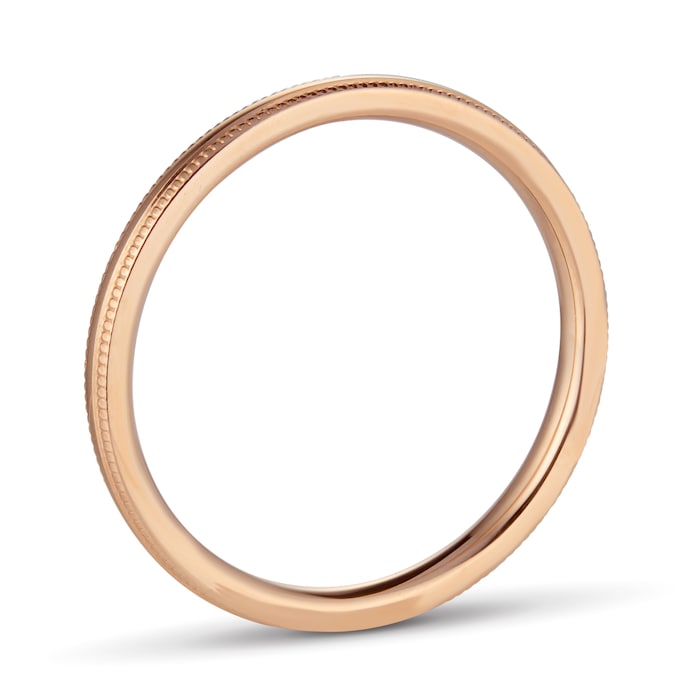 Goldsmiths 2mm Traditional Court Heavy Milgrain Edge Wedding Ring In 9 Carat Rose Gold