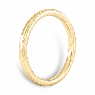 Goldsmiths 2mm D Shape Standard Milgrain Edge Wedding Ring In 9 Carat Yellow Gold Goldsmiths 2mm D Shape Standard Milgrain Edge Wedding Ring In 9 Carat Yellow Gold