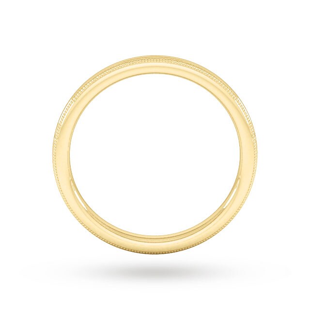 Goldsmiths 2mm D Shape Standard Milgrain Edge Wedding Ring In 9 Carat Yellow Gold - Ring Size K