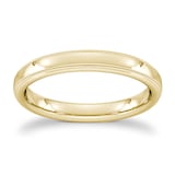 Goldsmiths 3mm D Shape Standard Milgrain Edge Wedding Ring In 9 Carat Yellow Gold