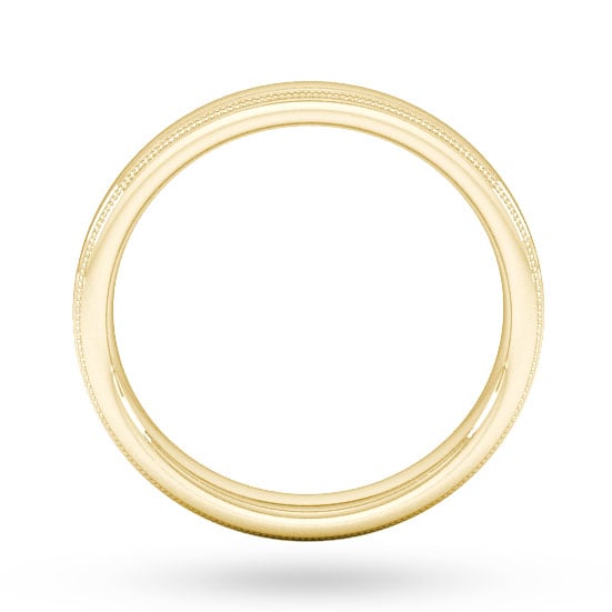 Goldsmiths 3mm D Shape Standard Milgrain Edge Wedding Ring In 9 Carat Yellow Gold