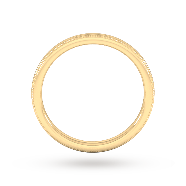 Goldsmiths 2mm D Shape Heavy Milgrain Edge Wedding Ring In 9 Carat Yellow Gold - Ring Size K