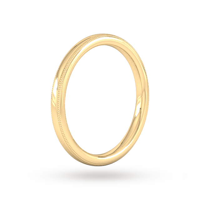 Goldsmiths 2.5mm D Shape Heavy Milgrain Edge Wedding Ring In 9 Carat Yellow Gold