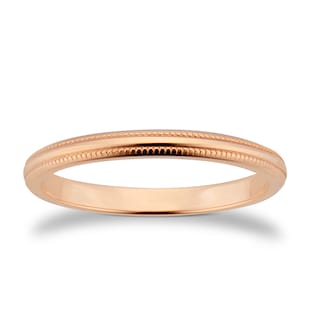 Goldsmiths 2mm D Shape Standard Milgrain Edge Wedding Ring In 9 Carat Rose Gold
