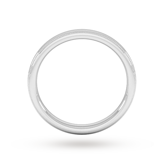 Goldsmiths 2.5mm D Shape Standard Milgrain Edge Wedding Ring In 18 Carat White Gold