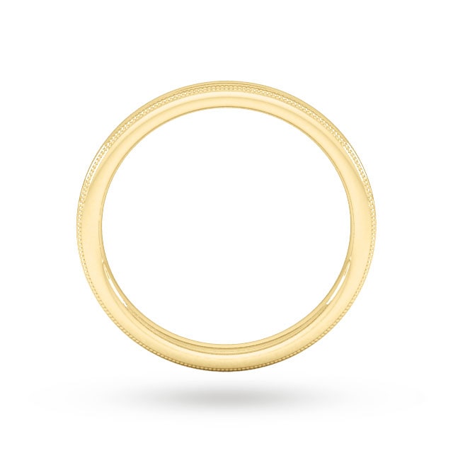 Goldsmiths 2mm D Shape Standard Milgrain Edge Wedding Ring In 18 Carat Yellow Gold - Ring Size K