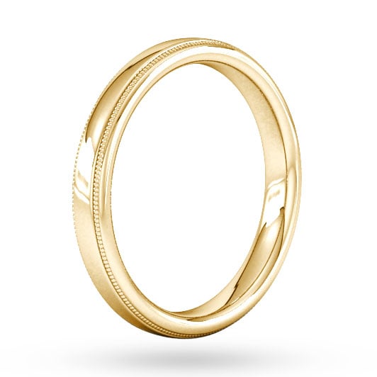Goldsmiths 2.5mm D Shape Standard Milgrain Edge Wedding Ring In 18 Carat Yellow Gold - Ring Size N Goldsmiths 2.5mm D Shape Standard Milgrain Edge Wedding Ring In 18 Carat Yellow Gold - Ring Size N