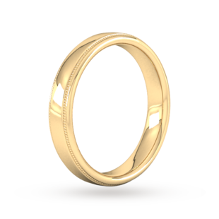 Goldsmiths 3mm D Shape Heavy Milgrain Edge Wedding Ring In 18 Carat Yellow Gold
