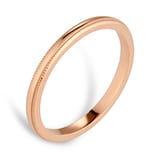 Goldsmiths 2mm D Shape Heavy Milgrain Edge Wedding Ring In 18 Carat Rose Gold