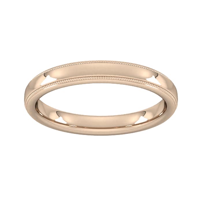 Goldsmiths 3mm D Shape Heavy Milgrain Edge Wedding Ring In 18 Carat Rose Gold