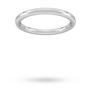 Goldsmiths 2mm D Shape Heavy Milgrain Edge Wedding Ring In Platinum