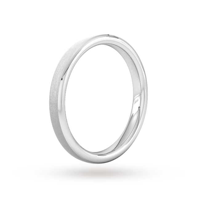 Goldsmiths 2.5mm Slight Court Standard Polished Chamfered Edges With Matt Centre Wedding Ring In 9 Carat White Gold - Ring Size N