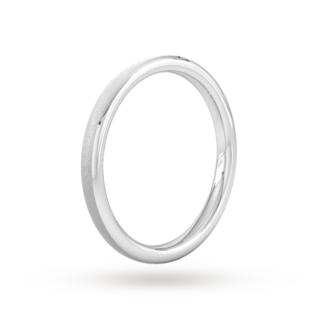 Goldsmiths 2mm Slight Court Extra Heavy Polished Chamfered Edges With Matt Centre Wedding Ring In 9 Carat White Gold - Ring Size K