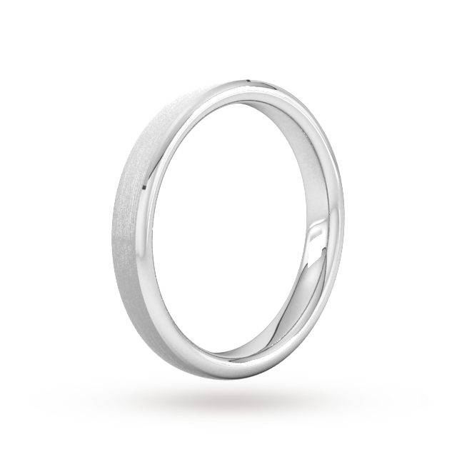 Goldsmiths 3mm Slight Court Extra Heavy Polished Chamfered Edges With Matt Centre Wedding Ring In 9 Carat White Gold