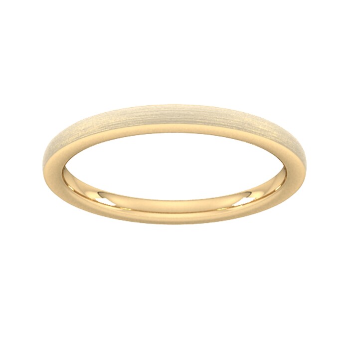 Goldsmiths 2mm Slight Court Standard Polished Chamfered Edges With Matt Centre Wedding Ring In 9 Carat Yellow Gold - Ring Size K