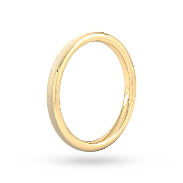 Goldsmiths 2mm Slight Court Standard Polished Chamfered Edges With Matt Centre Wedding Ring In 9 Carat Yellow Gold - Ring Size K