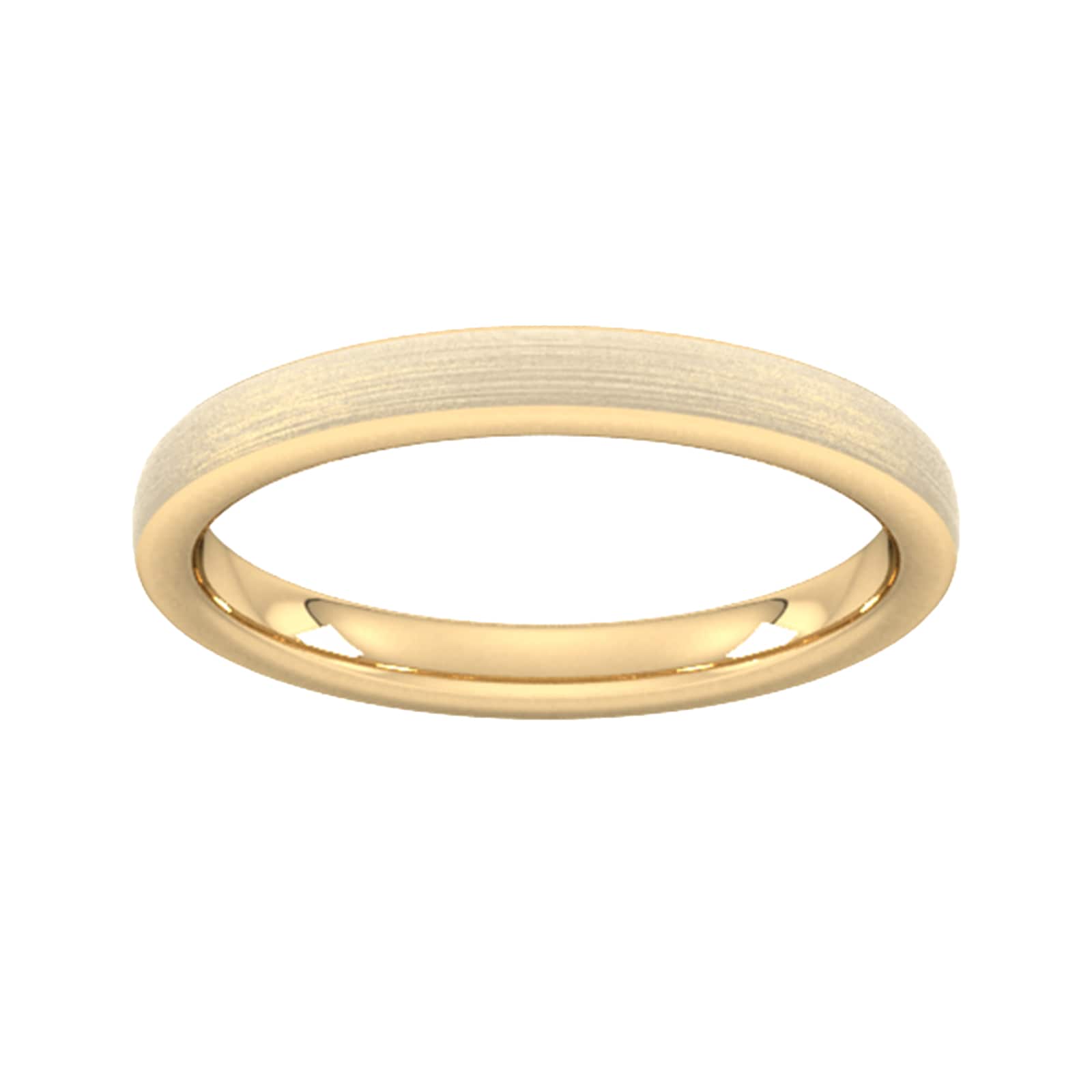 2.5mm Slight Court Standard Polished Chamfered Edges With Matt Centre Wedding Ring In 9 Carat Yellow Gold - Ring Size R