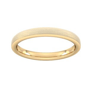 Goldsmiths 2.5mm Slight Court Standard Polished Chamfered Edges With Matt Centre Wedding Ring In 9 Carat Yellow Gold