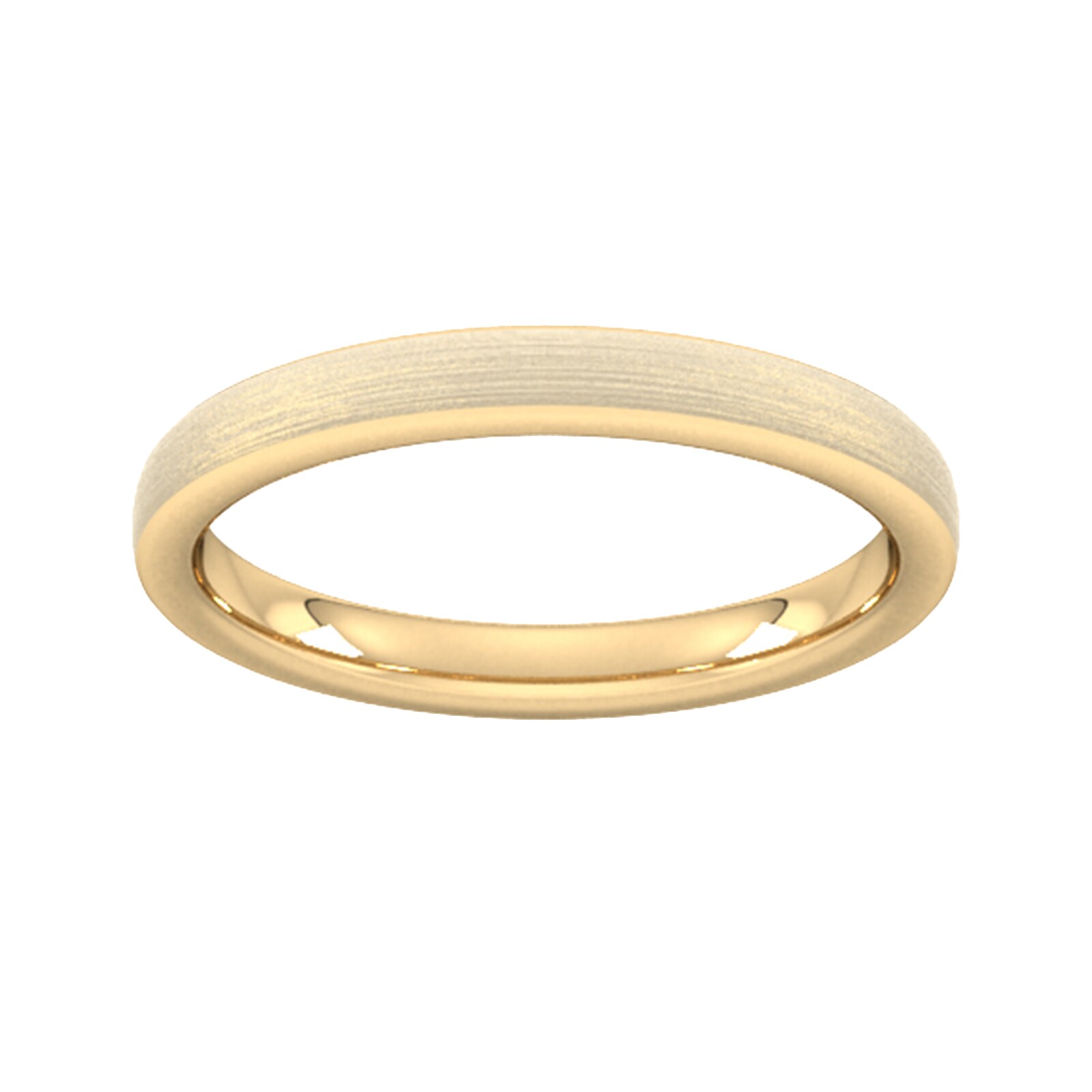 Goldsmiths 2.5mm Slight Court Standard Polished Chamfered Edges With Matt Centre Wedding Ring In 9 Carat Yellow Gold
