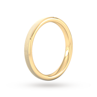 Goldsmiths 2.5mm Slight Court Standard Polished Chamfered Edges With Matt Centre Wedding Ring In 9 Carat Yellow Gold