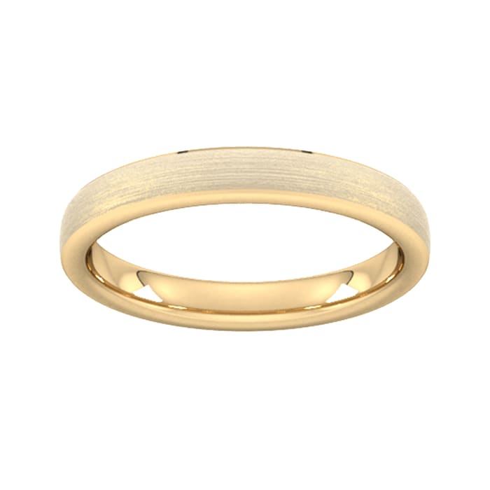 Goldsmiths 3mm Slight Court Standard Polished Chamfered Edges With Matt Centre Wedding Ring In 9 Carat Yellow Gold - Ring Size K