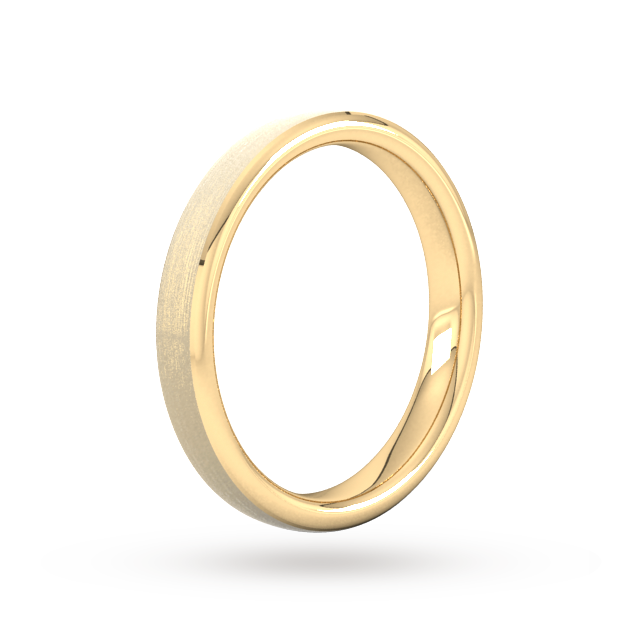 Goldsmiths 3mm Slight Court Standard Polished Chamfered Edges With Matt Centre Wedding Ring In 9 Carat Yellow Gold - Ring Size J