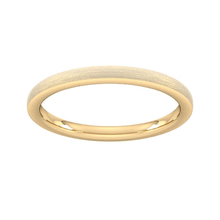 Goldsmiths 2mm Slight Court Heavy Polished Chamfered Edges With Matt Centre Wedding Ring In 9 Carat Yellow Gold