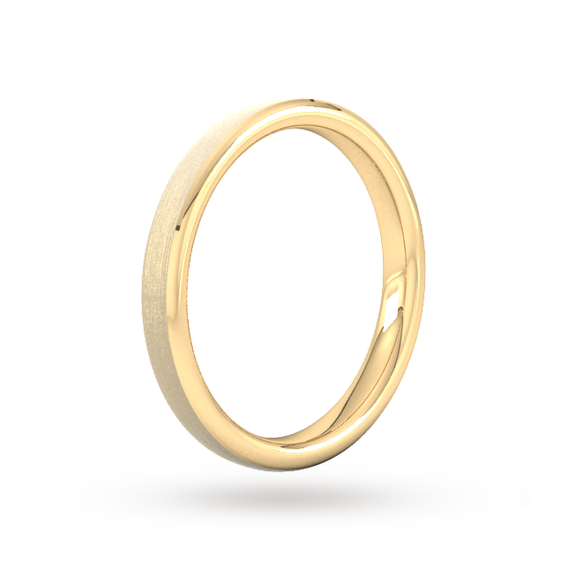 Goldsmiths 2.5mm Slight Court Heavy Polished Chamfered Edges With Matt Centre Wedding Ring In 9 Carat Yellow Gold