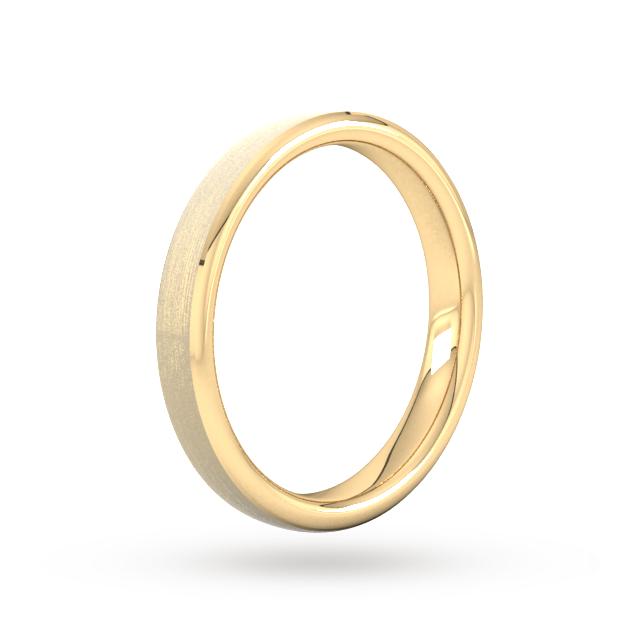 Goldsmiths 3mm Slight Court Heavy Polished Chamfered Edges With Matt Centre Wedding Ring In 9 Carat Yellow Gold - Ring Size L