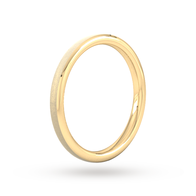 Goldsmiths 2mm Slight Court Extra Heavy Polished Chamfered Edges With Matt Centre Wedding Ring In 9 Carat Yellow Gold - Ring Size K