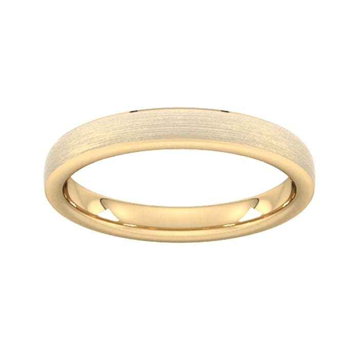 Goldsmiths 3mm Slight Court Extra Heavy Polished Chamfered Edges With Matt Centre Wedding Ring In 9 Carat Yellow Gold