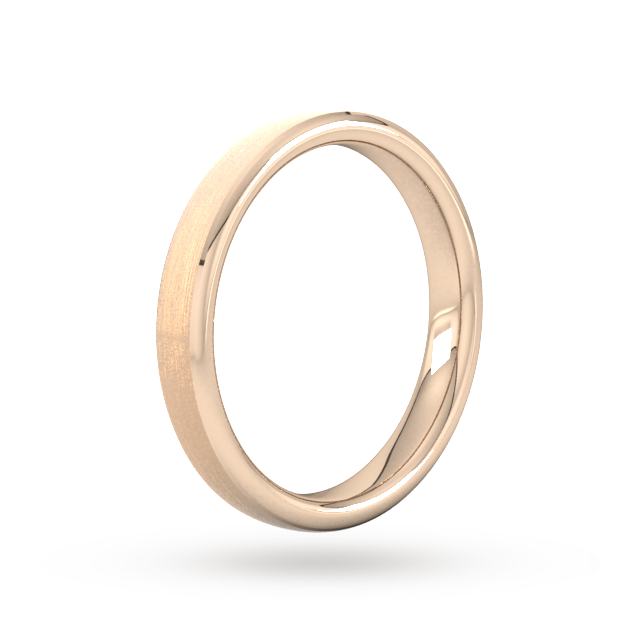 Goldsmiths 3mm Slight Court Standard Polished Chamfered Edges With Matt Centre Wedding Ring In 9 Carat Rose Gold - Ring Size K