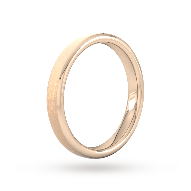 Goldsmiths 3mm Slight Court Standard Polished Chamfered Edges With Matt Centre Wedding Ring In 9 Carat Rose Gold