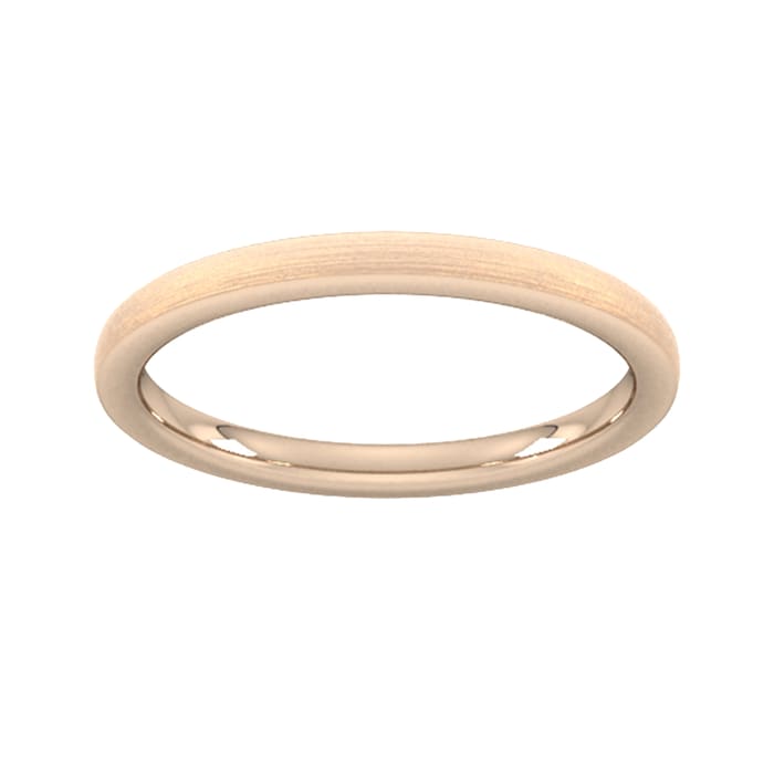 Goldsmiths 2mm Slight Court Heavy Polished Chamfered Edges With Matt Centre Wedding Ring In 9 Carat Rose Gold