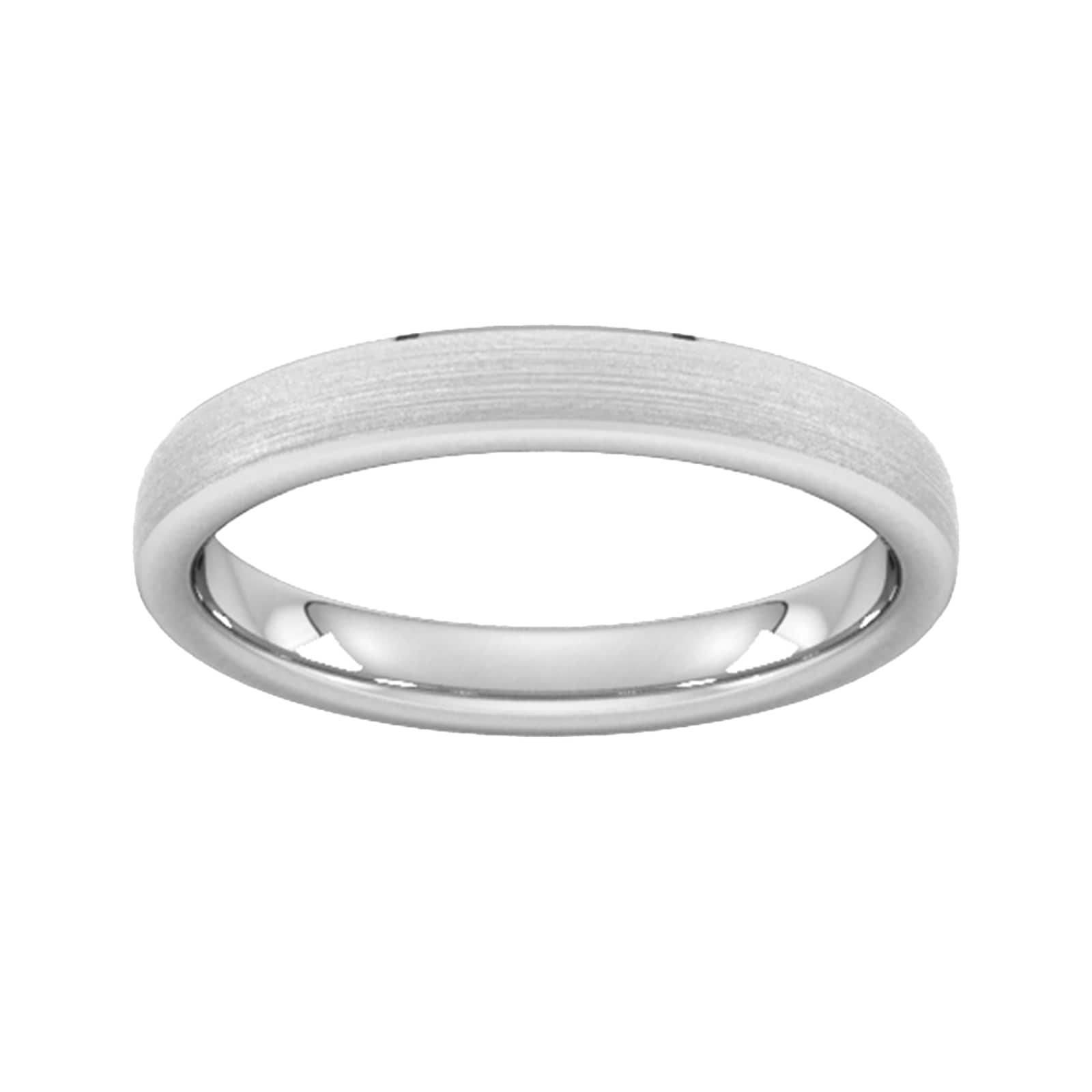 3mm Slight Court Extra Heavy Polished Chamfered Edges With Matt Centre Wedding Ring In 18 Carat White Gold - Ring Size S