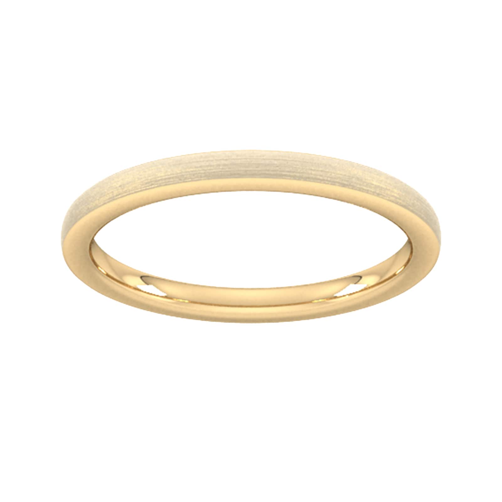 2mm Slight Court Heavy Polished Chamfered Edges With Matt Centre Wedding Ring In 18 Carat Yellow Gold - Ring Size Q