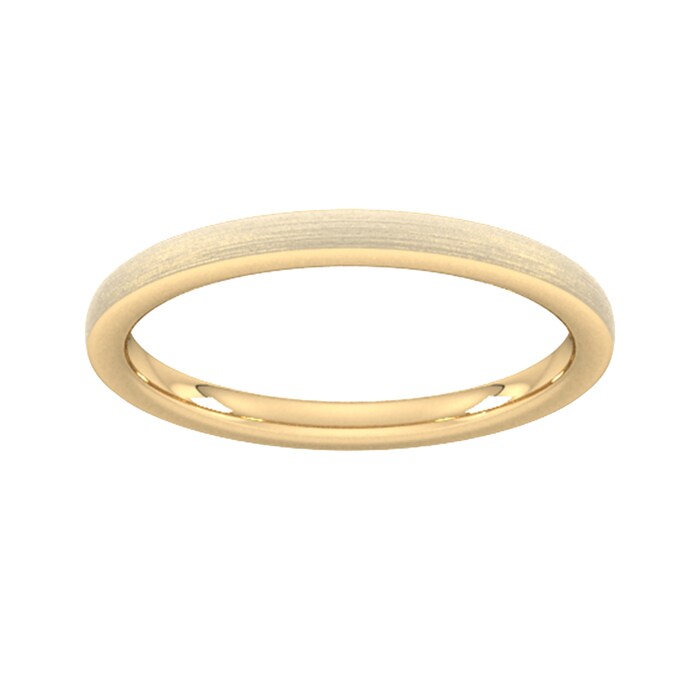 Goldsmiths 2mm Slight Court Heavy Polished Chamfered Edges With Matt Centre Wedding Ring In 18 Carat Yellow Gold