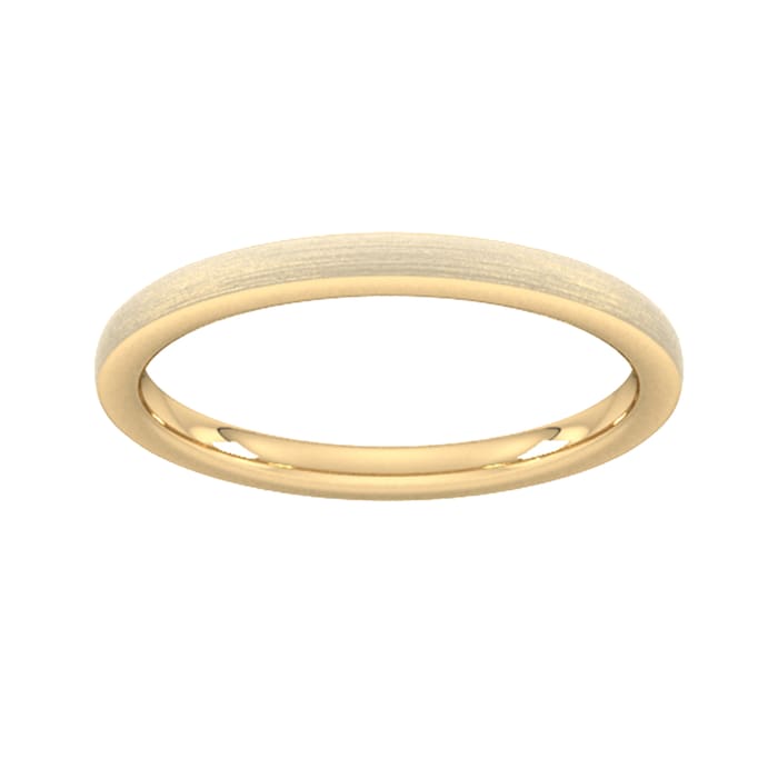 Goldsmiths 2mm Slight Court Extra Heavy Polished Chamfered Edges With Matt Centre Wedding Ring In 18 Carat Yellow Gold - Ring Size K