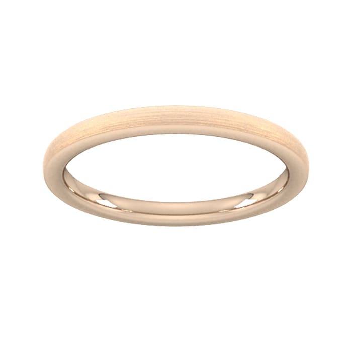 Goldsmiths 2mm Slight Court Standard Polished Chamfered Edges With Matt Centre Wedding Ring In 18 Carat Rose Gold - Ring Size K