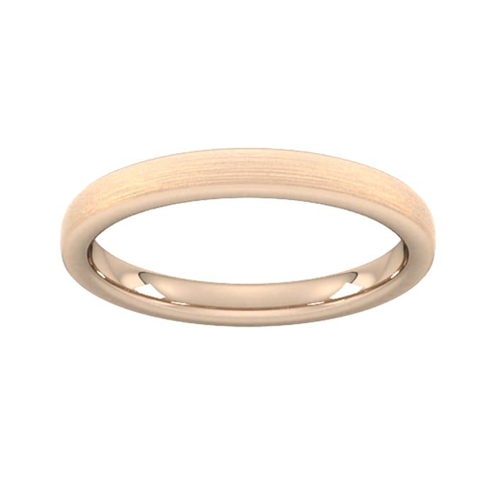 Goldsmiths 2.5mm Slight Court Standard Polished Chamfered Edges With Matt Centre Wedding Ring In 18 Carat Rose Gold - Ring Size K