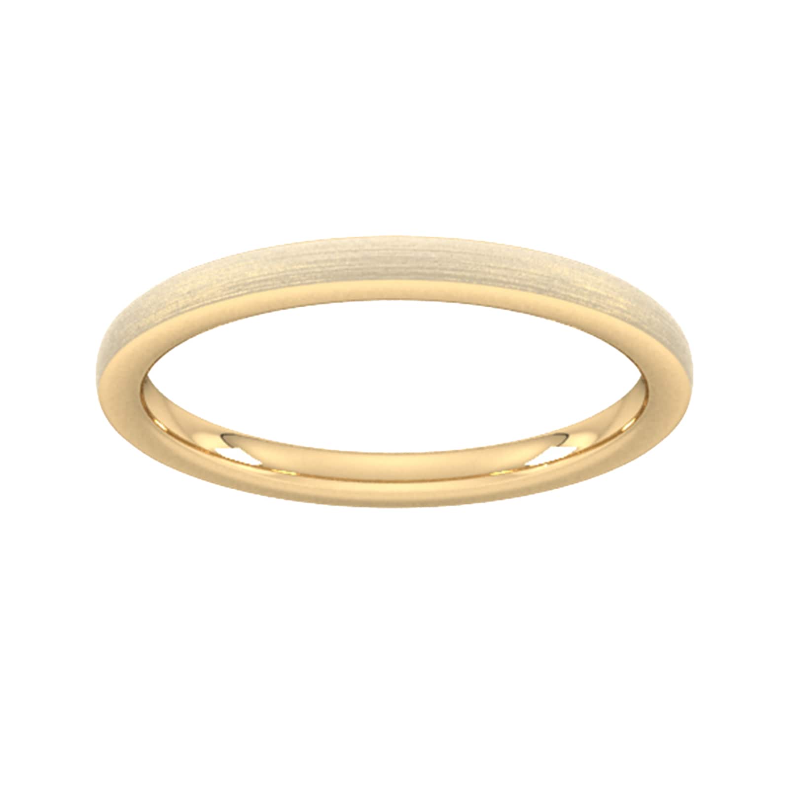 Goldsmiths 2mm Flat Court Heavy Polished Chamfered Edges With Matt Centre Wedding Ring In 9 Carat Yellow Gold - Ring Size G Goldsmiths 2mm Flat Court Heavy Polished Chamfered Edges With Matt Centre Wedding Ring In 9 Carat Yellow Gold - Ring Size G