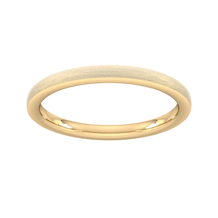 Goldsmiths 2mm Flat Court Heavy Polished Chamfered Edges With Matt Centre Wedding Ring In 9 Carat Yellow Gold - Ring Size K