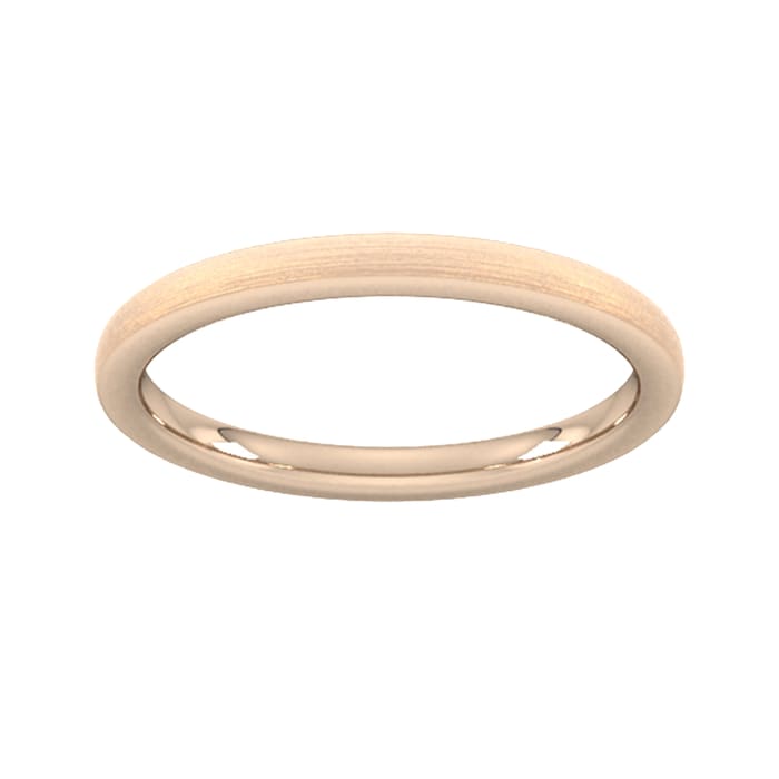 Goldsmiths 2mm Flat Court Heavy Polished Chamfered Edges With Matt Centre Wedding Ring In 9 Carat Rose Gold - Ring Size P