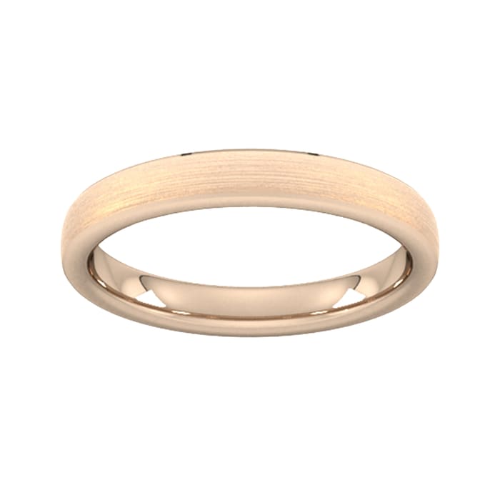 Goldsmiths 3mm Flat Court Heavy Polished Chamfered Edges With Matt Centre Wedding Ring In 9 Carat Rose Gold - Ring Size K