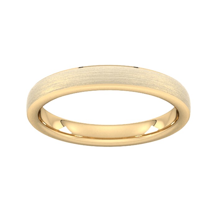 Goldsmiths 3mm Flat Court Heavy Polished Chamfered Edges With Matt Centre Wedding Ring In 18 Carat Yellow Gold - Ring Size K