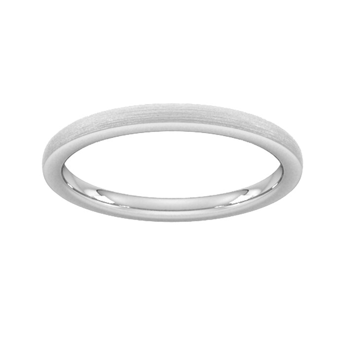 Goldsmiths 2mm Traditional Court Heavy Polished Chamfered Edges With Matt Centre Wedding Ring In 9 Carat White Gold - Ring Size K